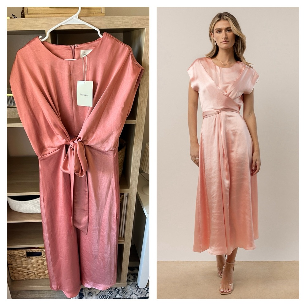NWTs Bohme Satin Pink Tie Dress